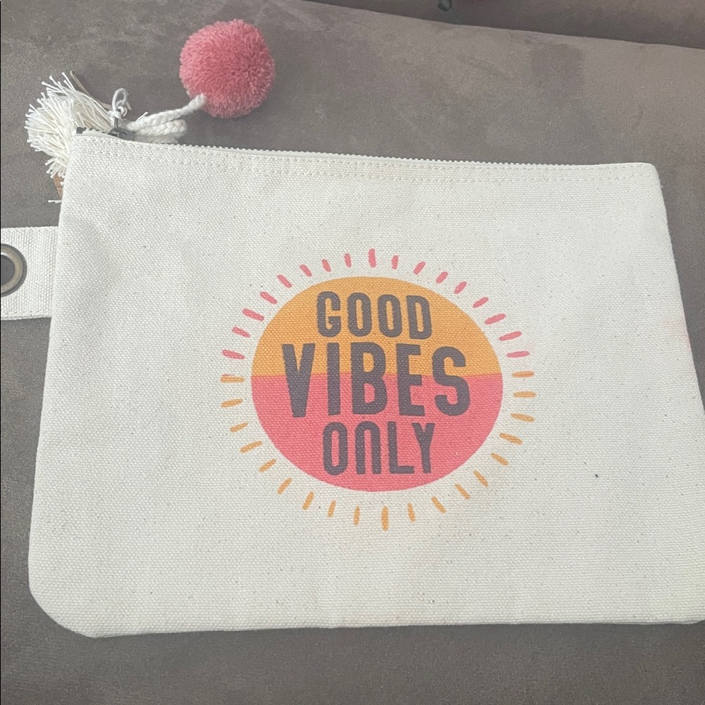 Karma Canvas Pouch with Red Pom-Pom